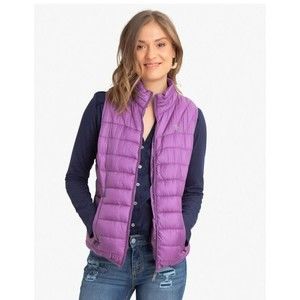 US Polo Sweater Puffer Vest Purple Women's Zip 100% Nylon Size Small